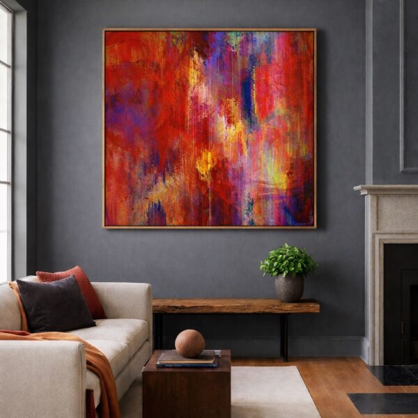 contemporary abstract painting framed wall art print in living room