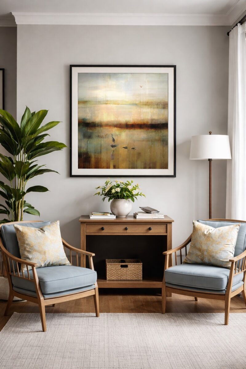 framed wall art hanging on wall