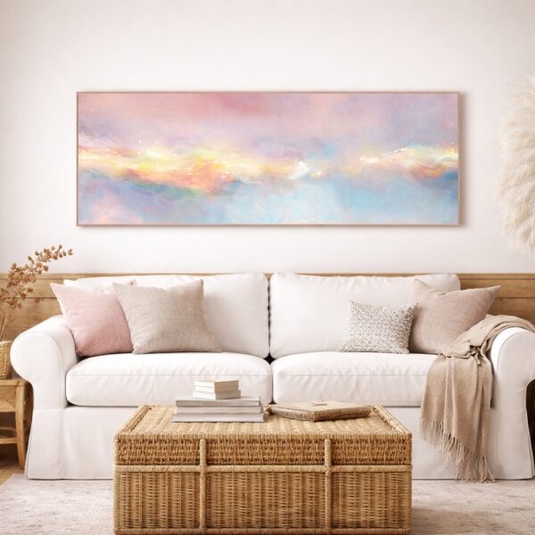 Large abstract modern wall art for living room with framed canvas