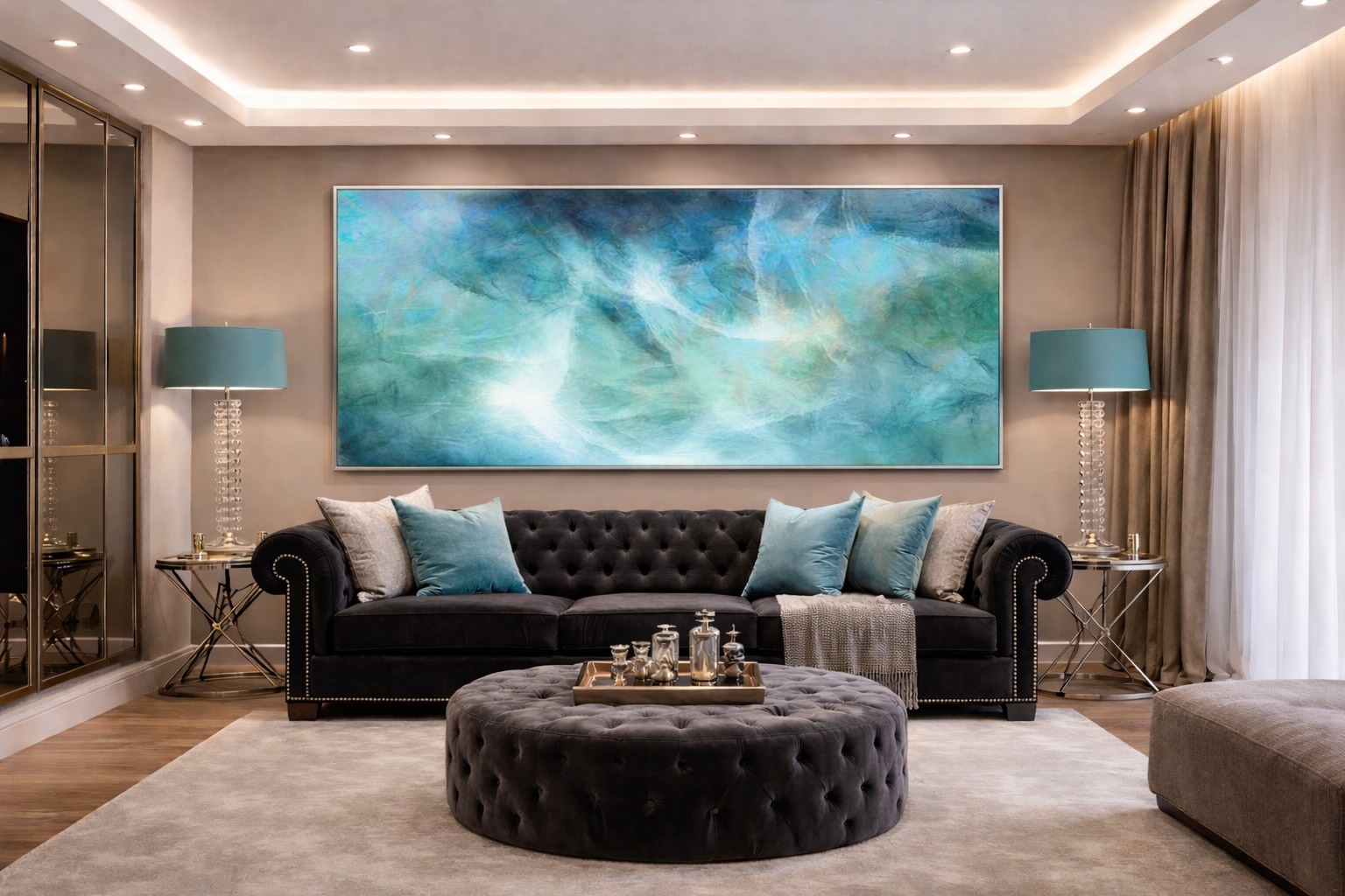 Large panoramic contemporary abstract art for sale framed wall art canvas print above sofa