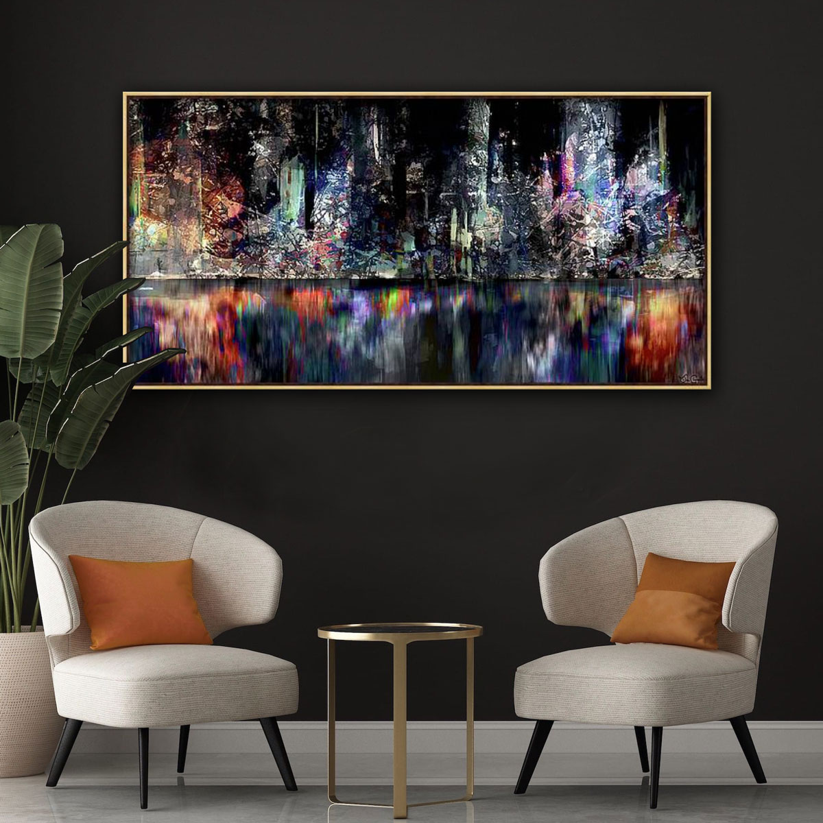 Contemporary Abstract Art - Modern Abstract Cityscape Painting - Large Abstract Wall Art Art For Sale - Boston Harbor