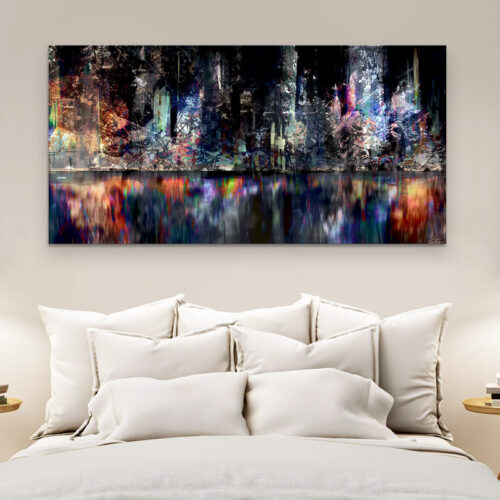 Contemporary Abstract Art - Modern Abstract Cityscape Painting - Large Abstract Wall Art Art For Sale - Boston Harbor
