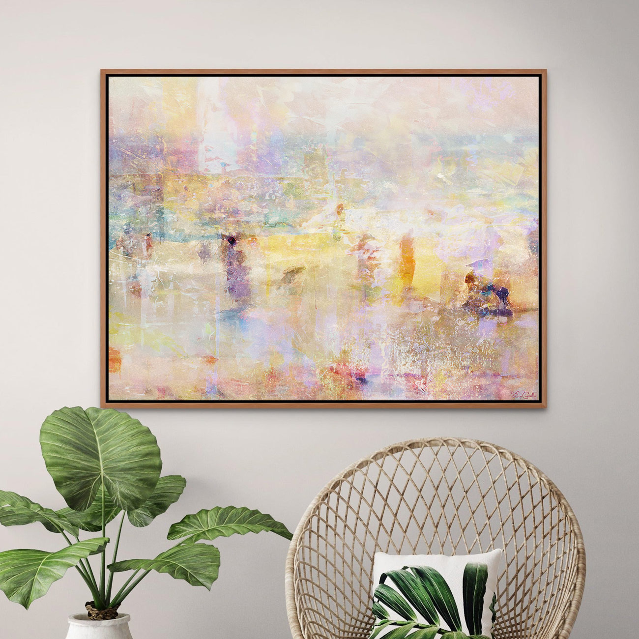 Large Modern Abstract Wall Art - Abstract Beach Canvas Art Framed