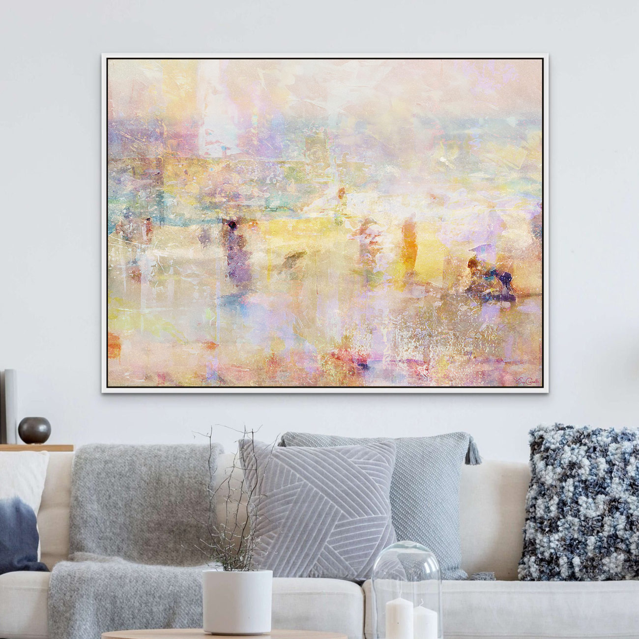 Large Modern Abstract Wall Art - Abstract Beach Canvas Art Framed