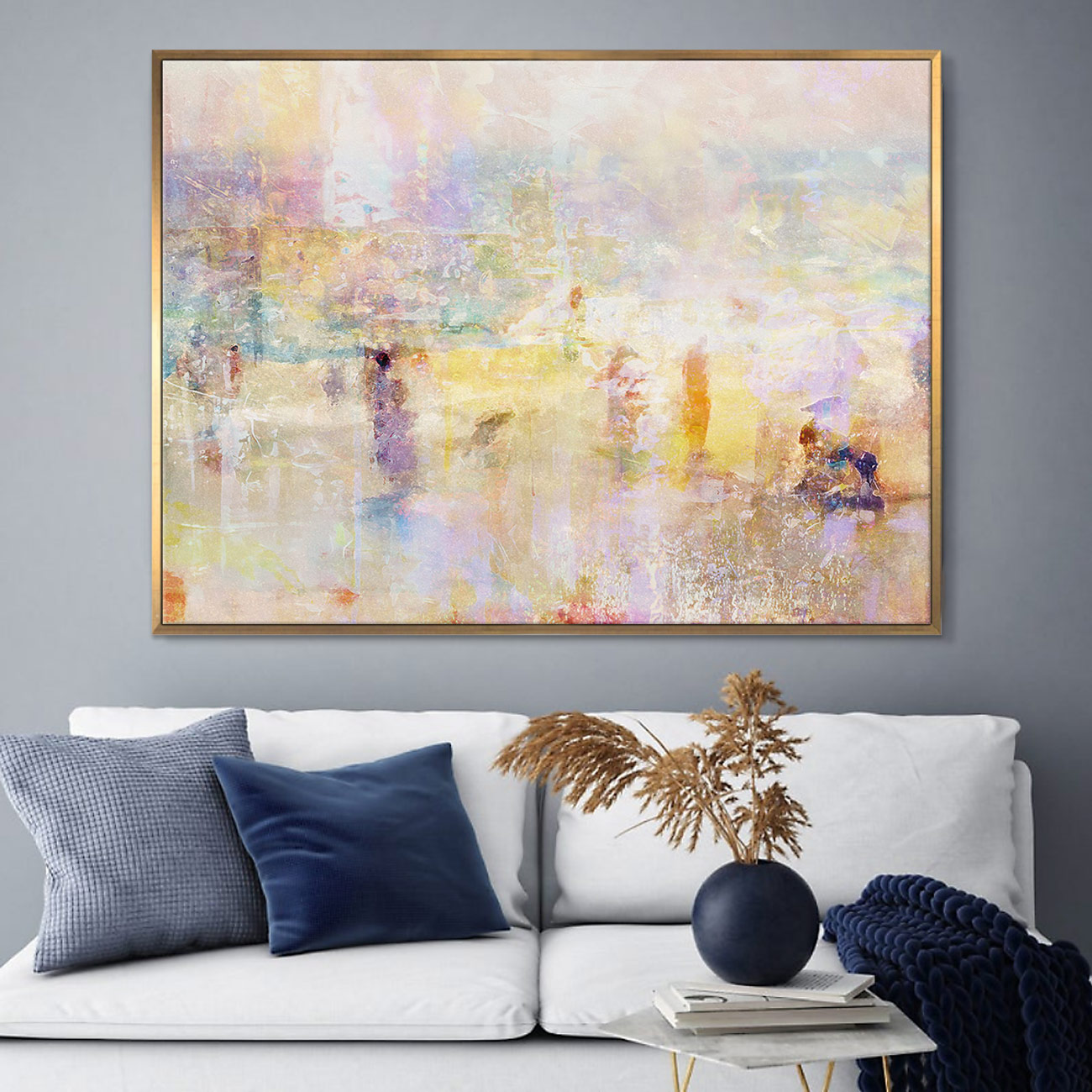 Large Modern Abstract Wall Art - Abstract Beach Canvas Art Framed