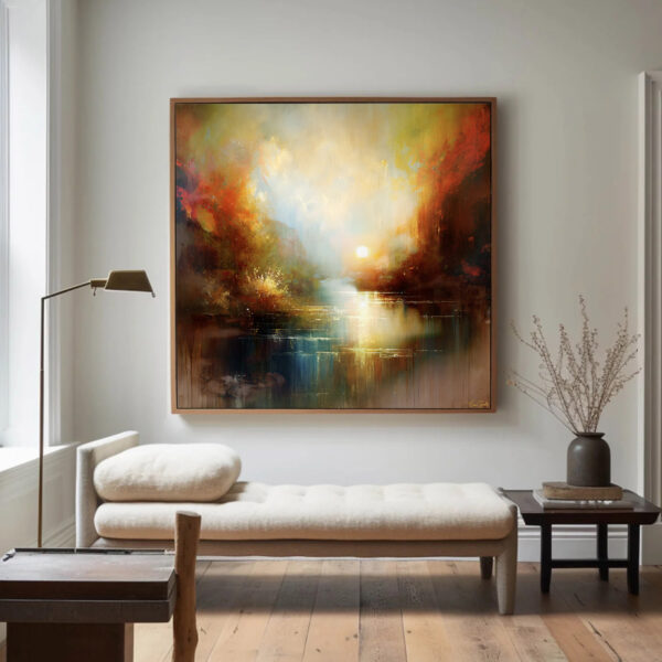 Framed Canvas Wall Art - Contemporary Abstract Landscape - Breath Of Autumn