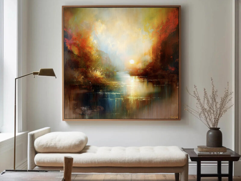 Framed Canvas Wall Art - Contemporary Abstract Landscape - Breath Of Autumn
