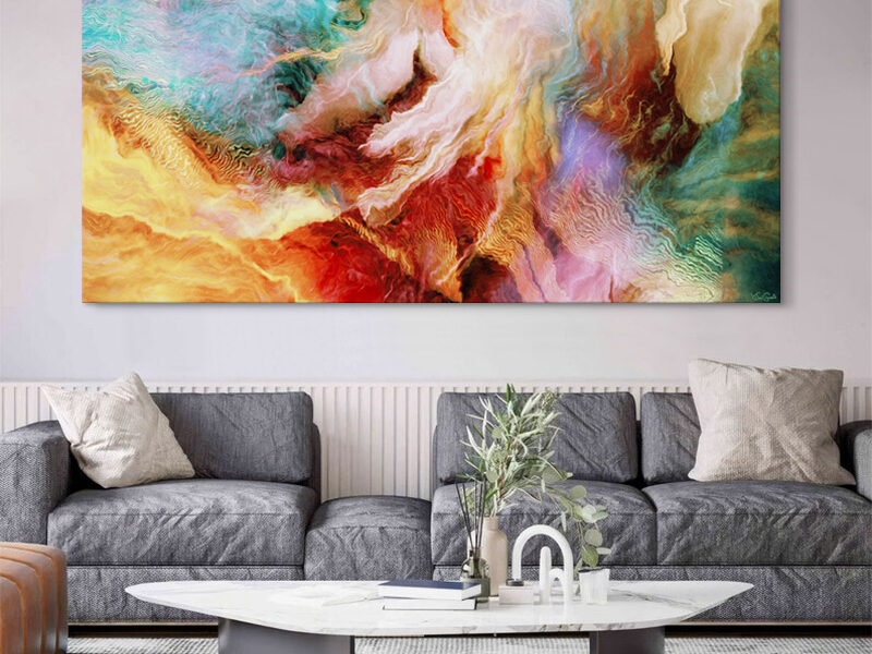 Contemporary Abstract Art - Unframed Canvas Wall Art Above Couch