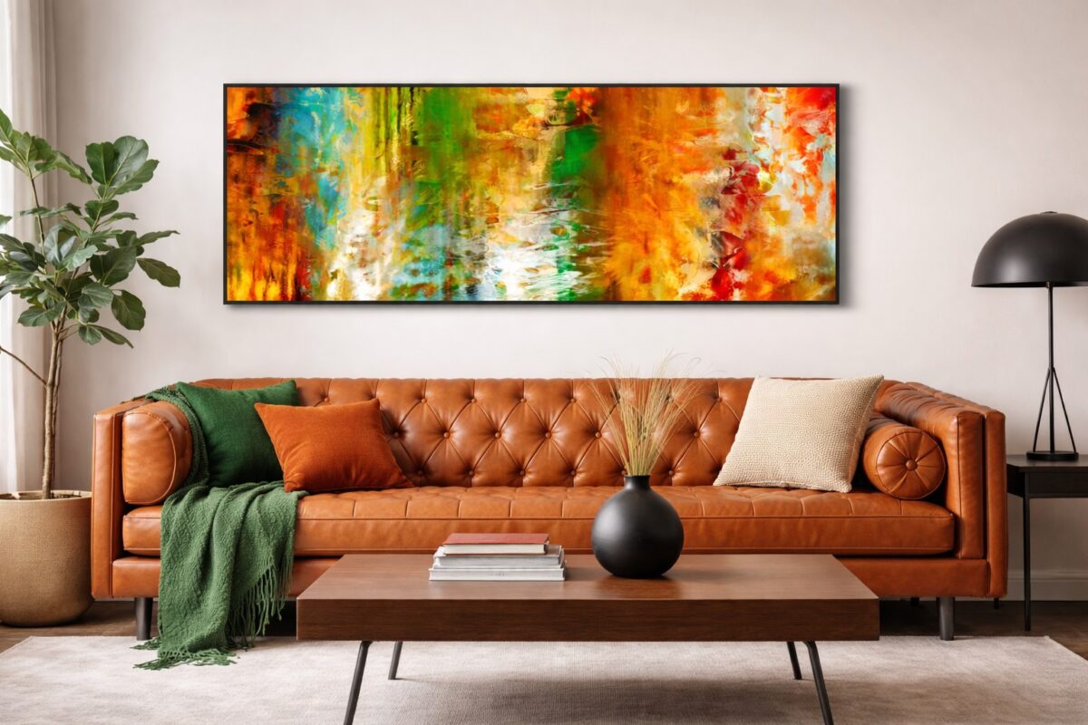 bold wide colorful abstract canvas wall art living room