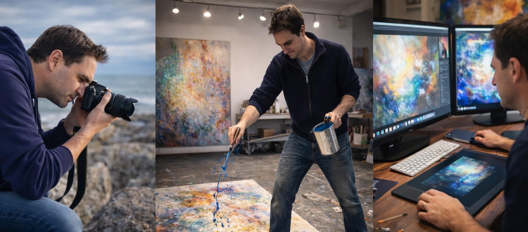 Digital mixed media process of photography, painted texture, and digital abstraction and blending.