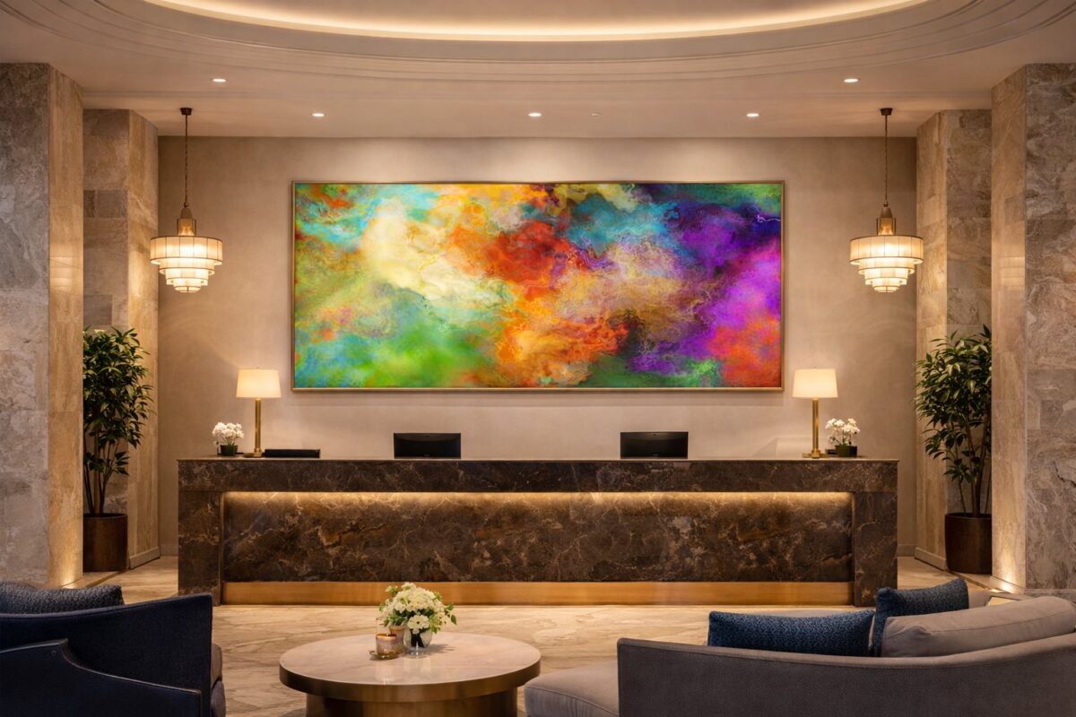 Large Abstract Art Installation in a Hotel Lobby
